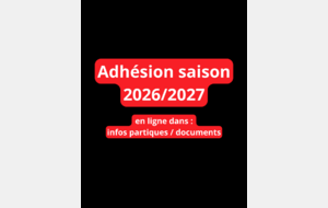 Adhésion saison 2026/2027 en ligne dans : infos pratiques / documents